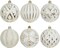 Vintage Rustic Christmas Ball Ornaments Sets, 3.15” Plastic Farmhouse Distressed Tree Decorations Shatterproof Antique Traditional Style Xmas Hanging Ornaments (White Gold, 6Pcs